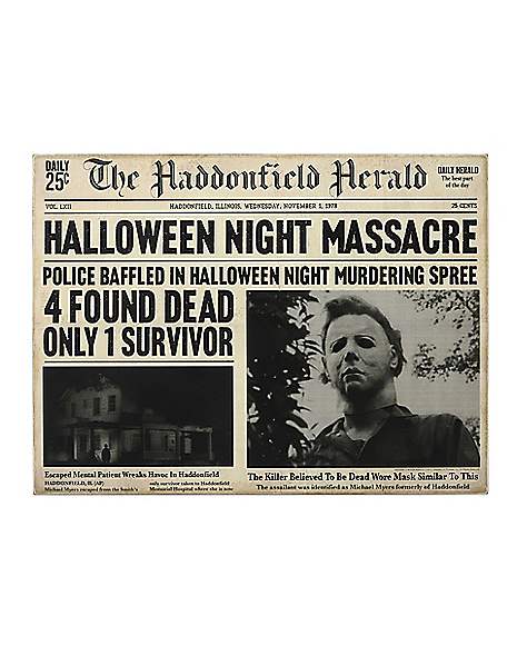 Michael Myers Haddonfield Herald Sign - Halloween