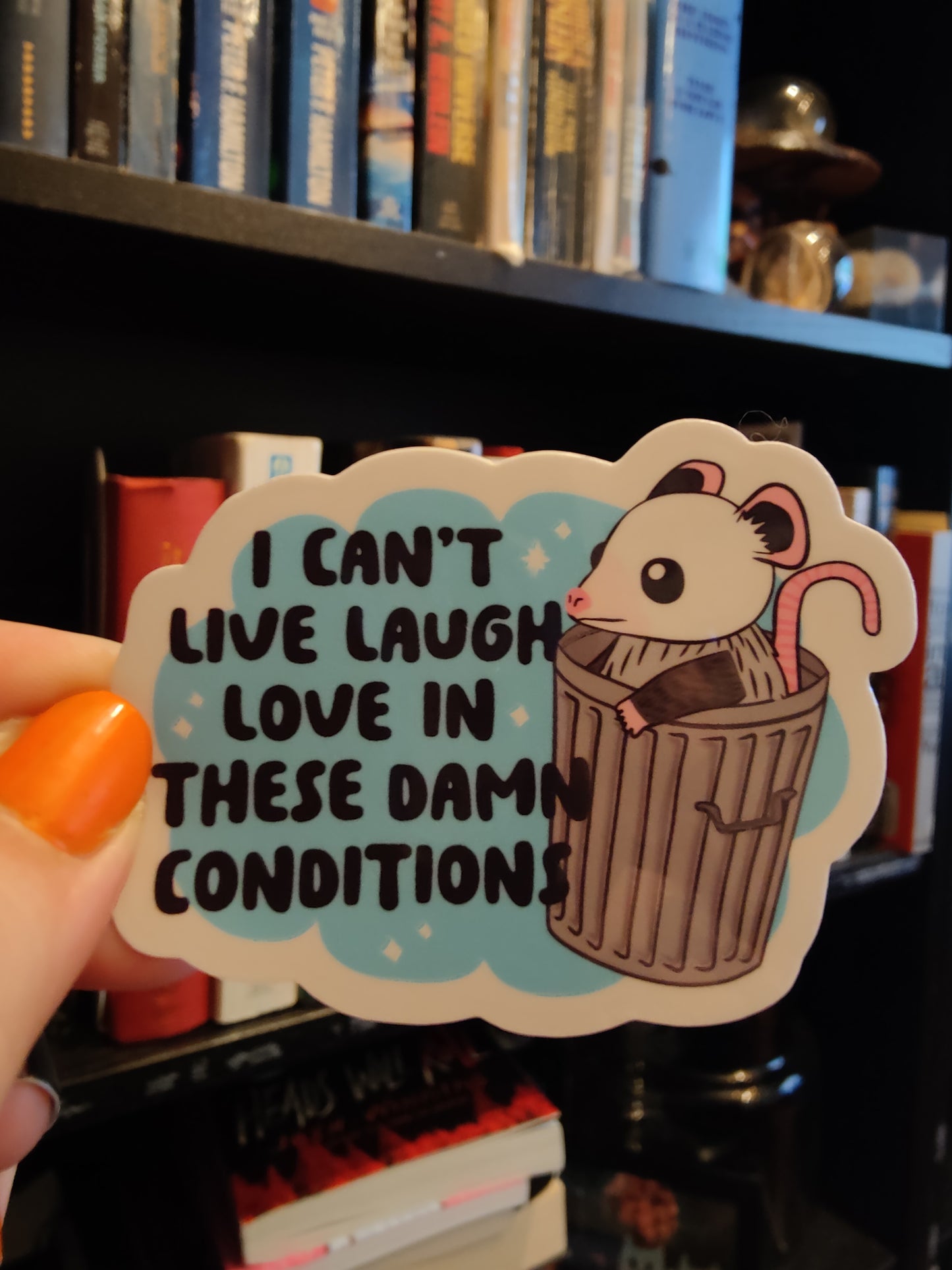 I Can't Live Laugh Love in These Damn Conditions Sticker