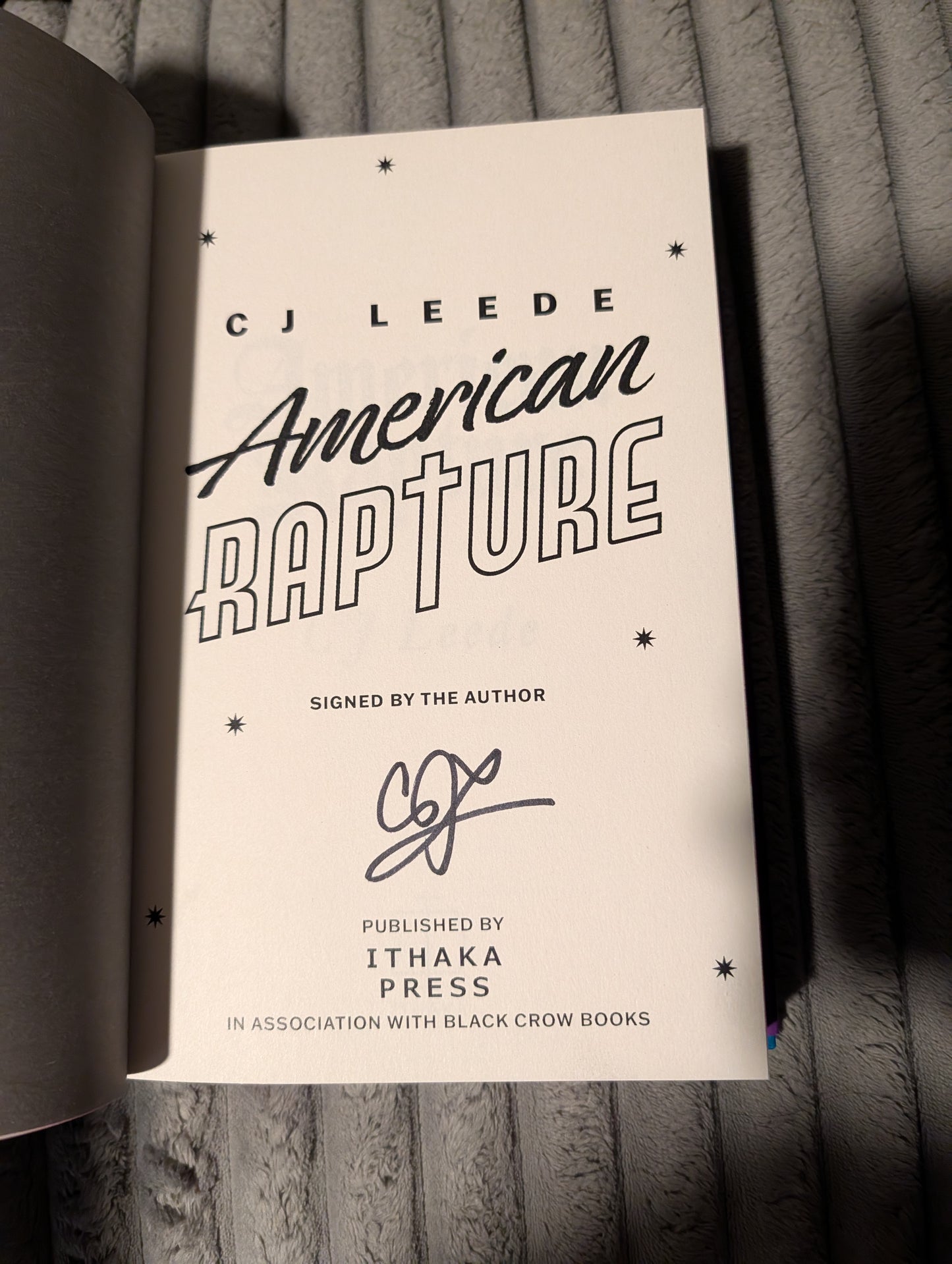 American Rapture - CJ Leeded SIGNED Broken Binding Edition